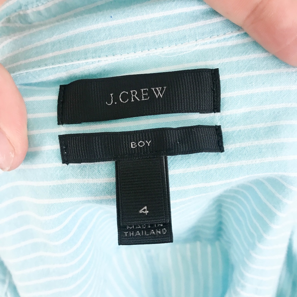 J. Crew Boy Shirt Aqua Skinny Stripe Button Down 4 - Picture 7 of 8